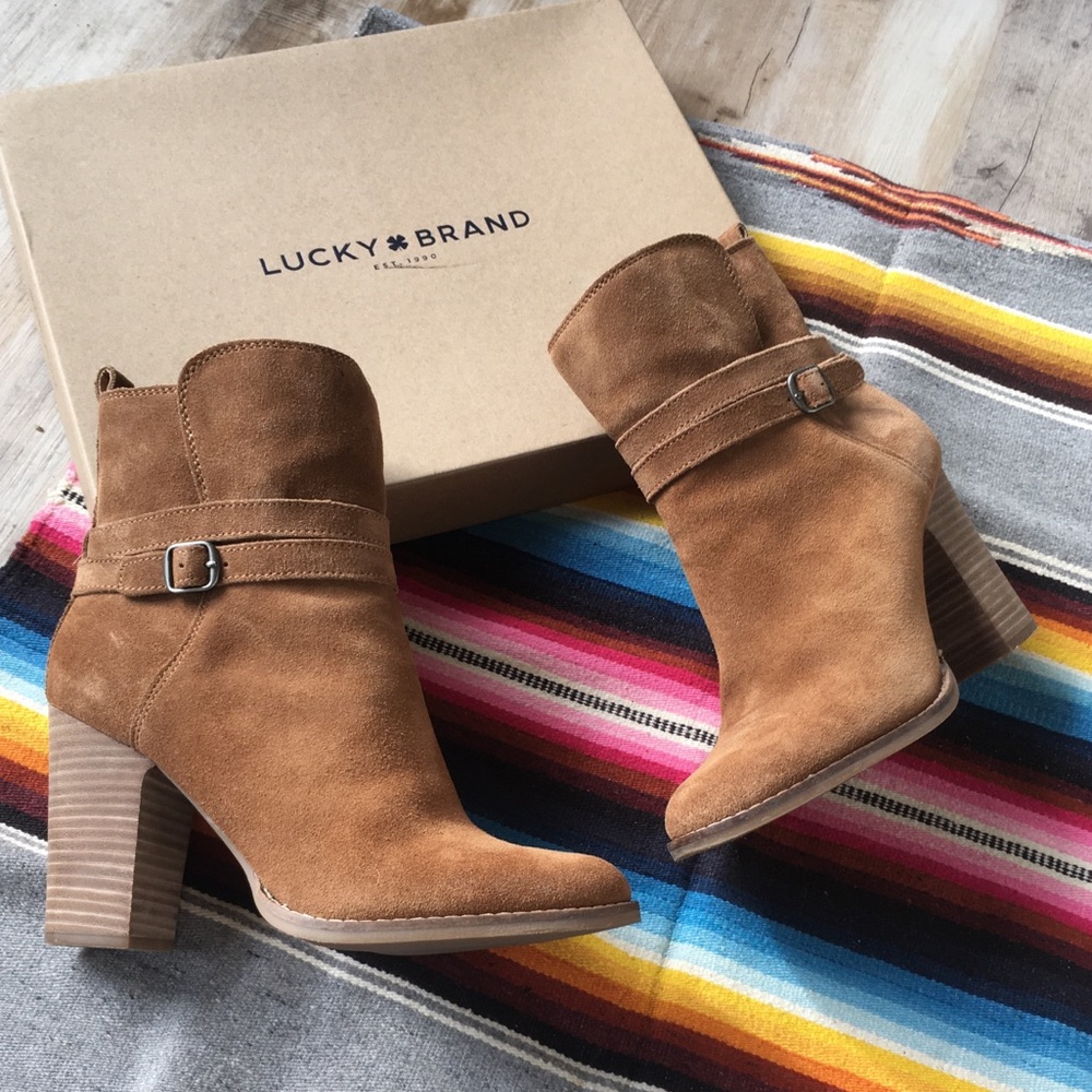Lucky Brand Latonya Boots in Honey Oiled Suede 8M